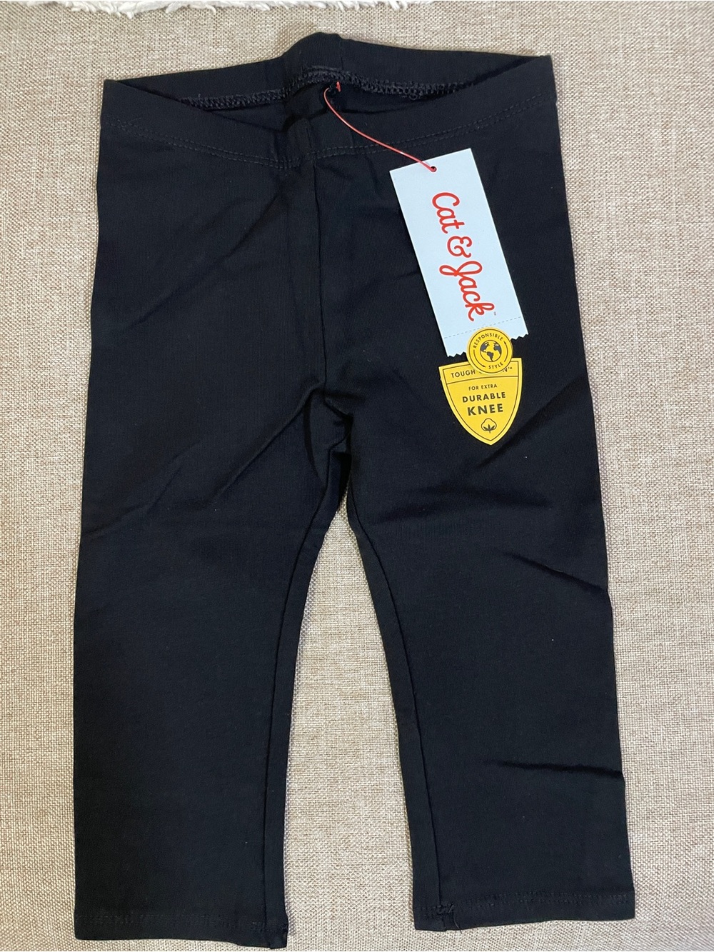 Cat & Jack Black Kids Leggings with Durable Knee Patch Tag